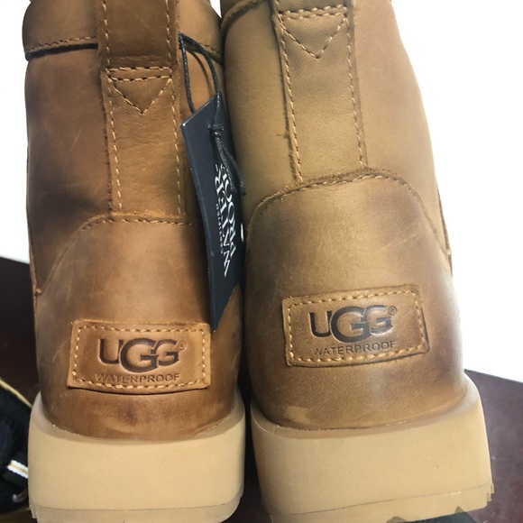 UGG Women's Classic Mini Waterproof Leather Boots - Picture 3 of 4